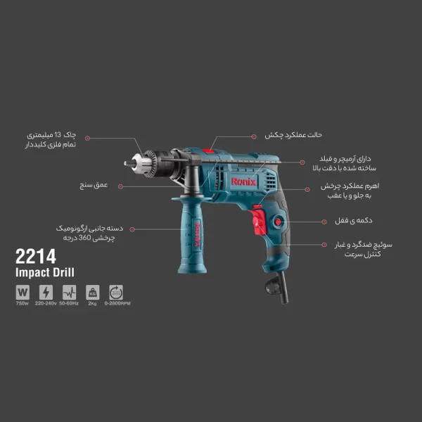 دریل چکشی رونیکس مدل 2214L